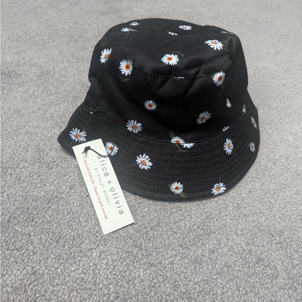 Alice + Olivia Black and White Daisy Kids Bucket Hat